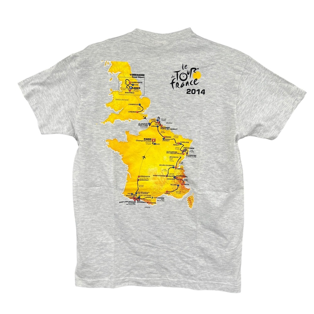 Le Tour de France Graphic T-Shirt Mens S Gray 2014 Race Map Official NWT